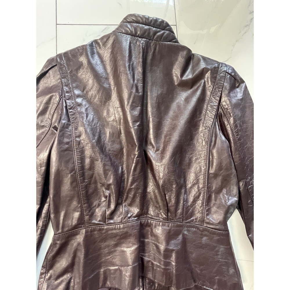 Vintage Berman's Maroon Leather Jacket Women's Sz 12 M/L Puff Shoulder Fitted - Picture 9 of 11